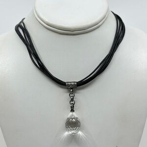 Silpada sterling silver rock crystal pendant cord necklace - GM505